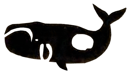 black silhouette of a whale stamp from a logbook